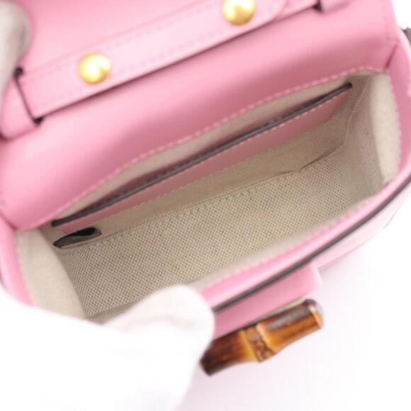 GUCCI Pink Leather Bamboo Bag - Picture 4 of 8